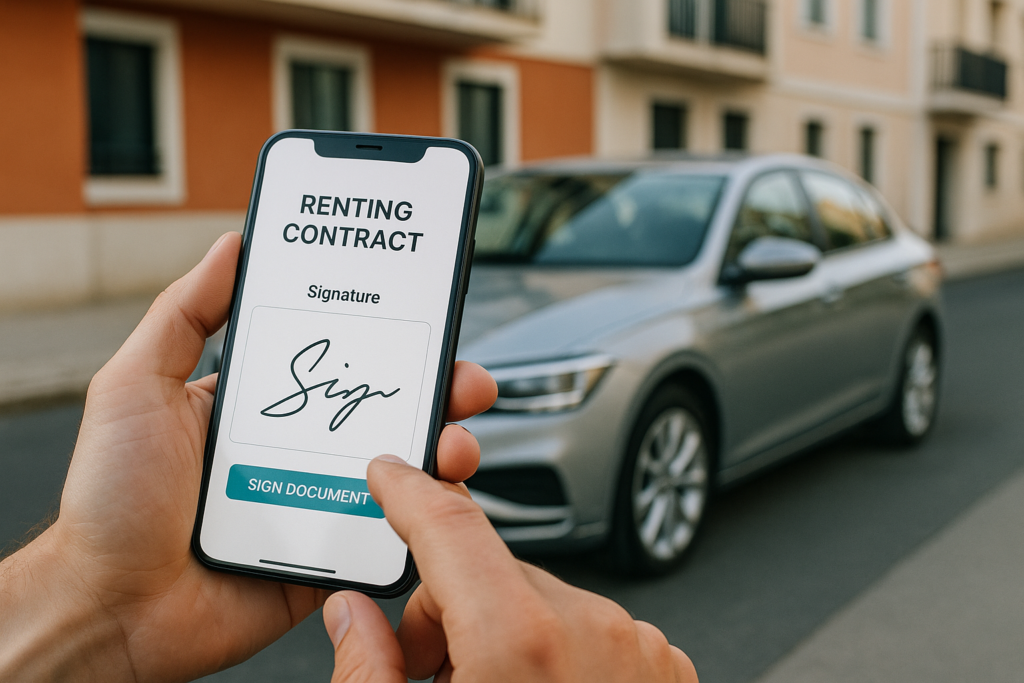 Assinatura digital de contrato de renting em Portugal com entrega de viatura ao domicílio