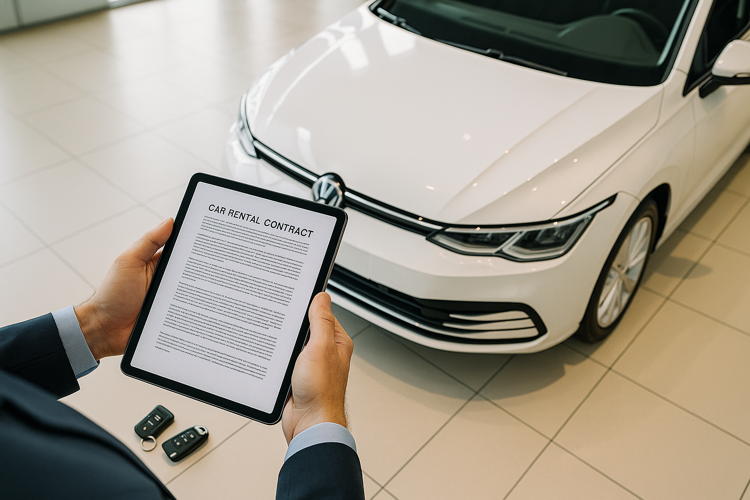 Contrato de renting de carros em Portugal com chaves e veículo novo