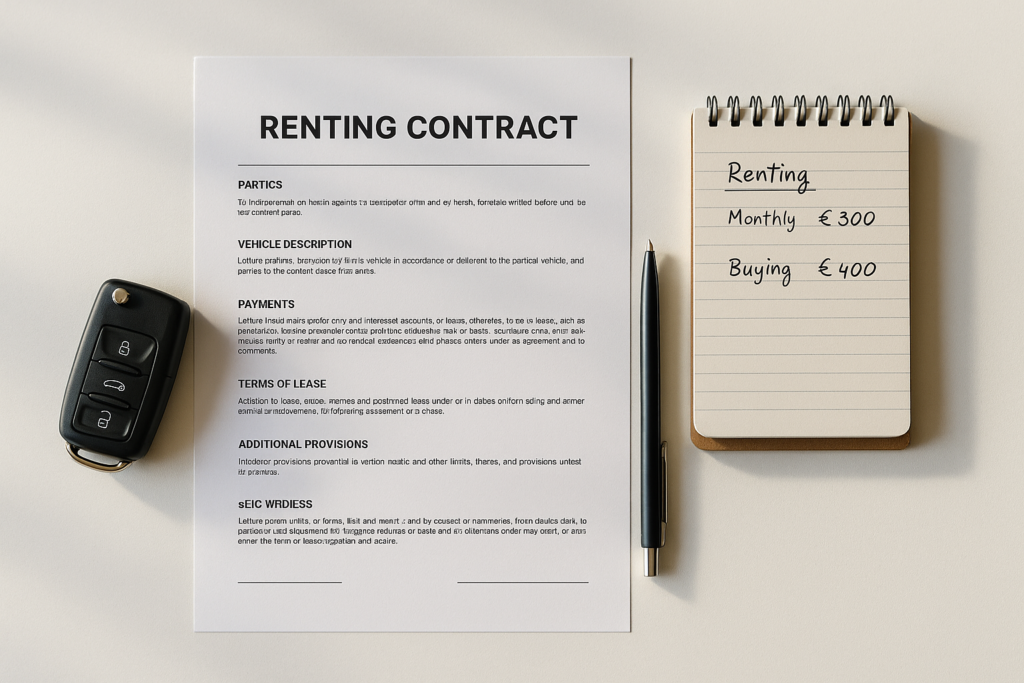Contrato de renting de automóvel com mensalidade fixa tudo incluído em Portugal