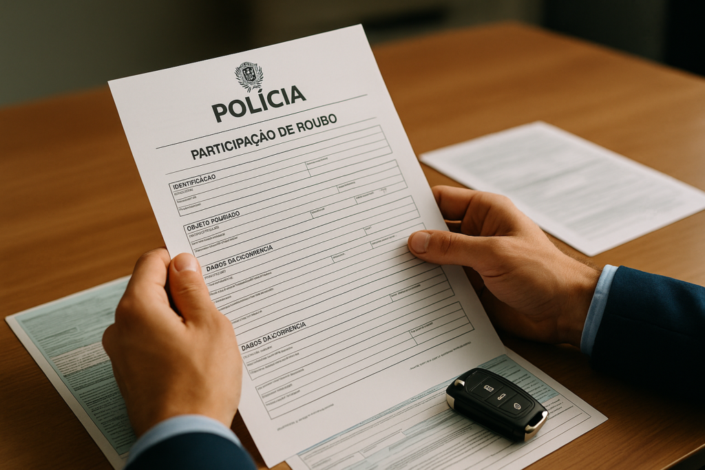Documentação necessária após roubo de viatura de renting incluindo participação policial