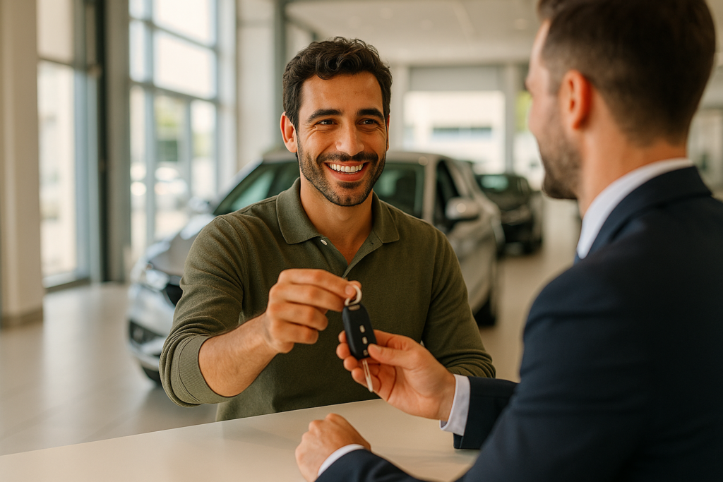 Condutor a entregar o carro na oficina autorizada sem custos adicionais graças ao renting com manutenção incluída