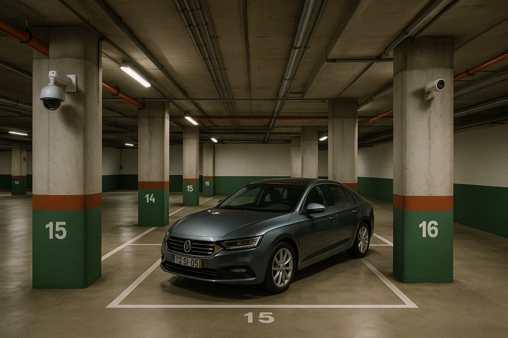 Estacionamento seguro para prevenir roubo de carro de renting em Portugal
