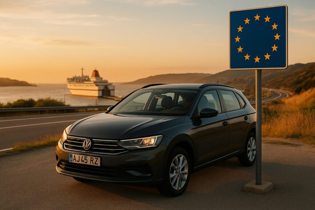 Carro de renting com matrícula portuguesa na fronteira europeia para mudança para o estrangeiro
