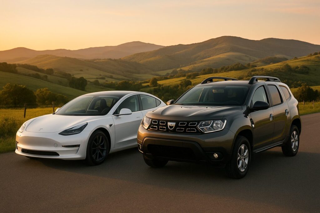 Tesla Model 3 elétrico e Dacia Duster SUV em renting para particulares em Portugal — opções para todos os orçamentos